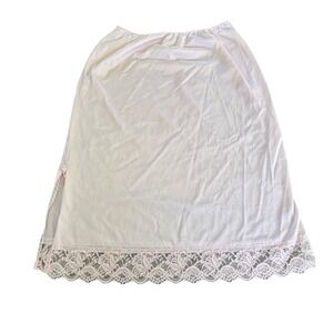 Vintage Angela Light Pink Half Slip With Lace Trim Womens Size Large Slit